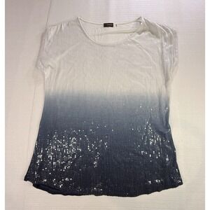 Crosby Ombré Sequin Top Medium White Navy Party Evening Chic